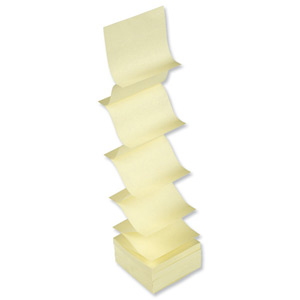 5 Star Re-Move Notes Concertina Pad of 100 Sheets 76x76mm Yellow [Pack 12]