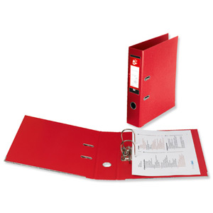 5 Star Lever Arch File PVC Spine 70mm Foolscap Red [Pack 10]