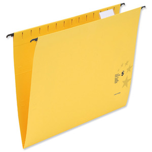 5 Star Suspension Files Manilla Wrapover Bar Tabs and Inserts Foolscap Yellow Ref 100331411 [Pack 50] Ident: 210A