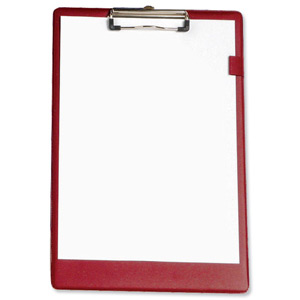5 Star Standard Clipboard with PVC Cover Foolscap Red
