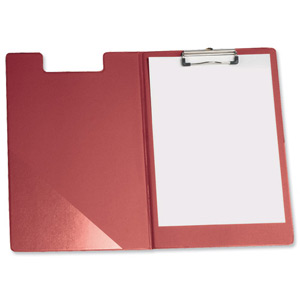 5 Star Fold-over Clipboard with Front Pocket Foolscap Red