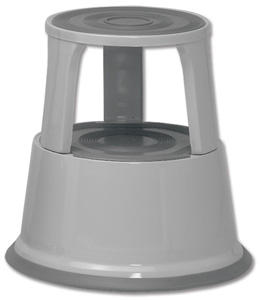 5 Star Step Stool Mobile Spring-loaded Castors up to 150kg Top D290xH430xBase D435mm 5kg Grey