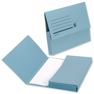 5 Star Document Wallet Half Flap 285gsm Capacity 32mm A4 Blue [Pack 50] Ident: 190B