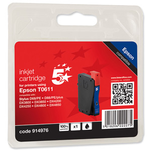 5 Star Compatible Inkjet Cartridge Page Life 250pp Black [Epson T06114 Alternative] Ident: 804B