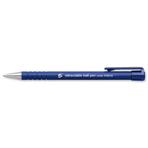 5 Star Ballpoint Pen Retractable Soft Grip Medium 1.0mm Tip 0.5mm Line Blue [Pack 12] Ident: 81E