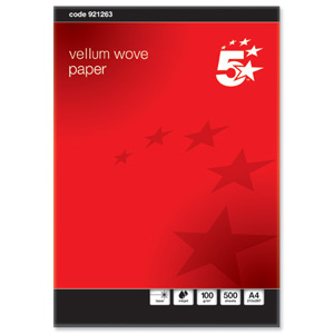 5 Star Business Paper Prestige Wove Finish Ream-Wrapped 100gsm A4 Vellum [500 Sheets] Ident: 15A
