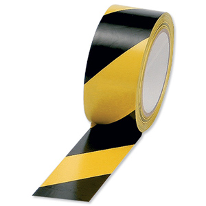Hazard Tape Soft PVC Internal Use 50mmx33m Black and Yellow [Pack 6] Ident: 543E