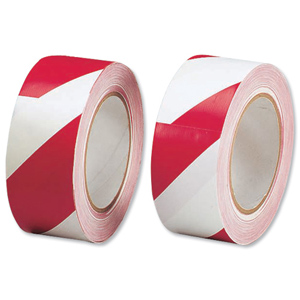 Hazard Tape Soft PVC Internal Use 50mmx33m Red and White Ident: 543E