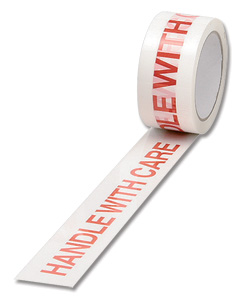 Printed Tape Handle with Care Polypropylene 50mm x 66m Red on White [Pack 6] Ident: 156B