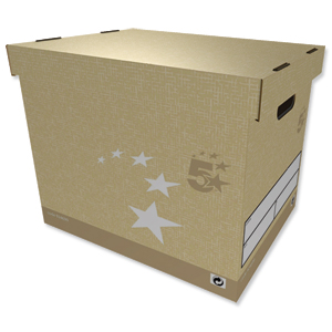5 Star Superstrong Archive Storage Box Foolscap W307xD403xH320mm Sand [Pack 10]