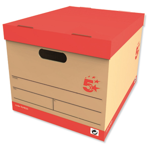 5 Star Storage Box for 5 A4 Lever Arch Files W317xD384xH287mm Basketweave Brown [Pack 10] Ident: 171A