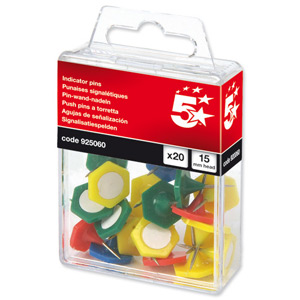 5 Star Indicator Pins 15mm Head Assorted [Pack 20] Ident: 363C