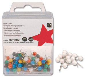 5 Star Map Pins 5mm Head White [Pack 100] Ident: 363D
