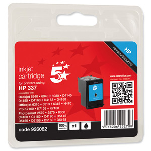 5 Star Compatible Inkjet Cartridge Page Life 390pp Black [HP No. 337 C9364EE Alternative] Ident: 811F
