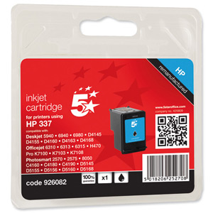 5 Star Compatible Inkjet Cartridge Page Life 390pp Black [HP No. 337 C9364EE Alternative]