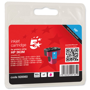 5 Star Compatible Inkjet Cartridge Page Life 350pp Magenta [HP No. 363 C8772EE Alternative] Ident: 812H