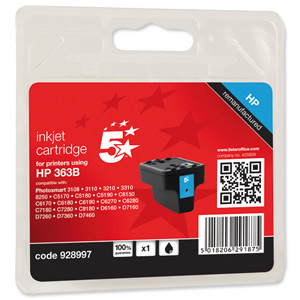 5 Star Compatible Inkjet Cartridge Page Life 410pp Black [HP No. 363 C8721EE Alternative] Ident: 812H