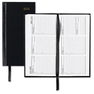 5 Star 2012 Pocket Diary Slim Week to View Landscape 70gsm W160xH80mm Black