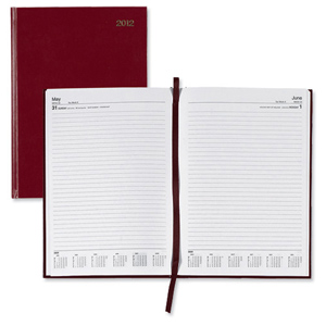 5 Star 2012 Diary Day to Page Saturday and Sunday Separate 70gsm W148xH210mm A5 Red