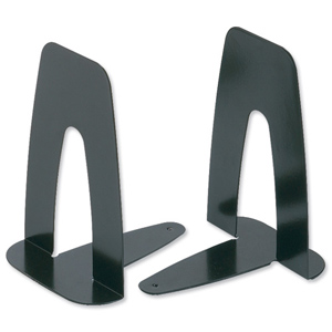 Bookends Metal Heavy Duty 180mm Black [Pack 2]