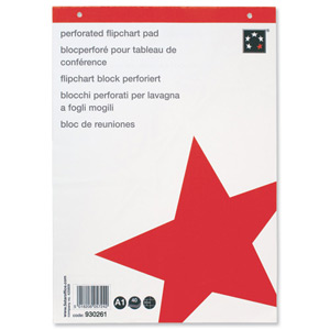 5 Star Flipchart Pad Recycled Perforated 70gsm 40 Sheets A1 White [Pack 5] Ident: 281F