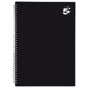 5 Star Notebook Wirebound Hard Cover Ruled 80gsm A4 Black [Pack 5] Ident: 33B