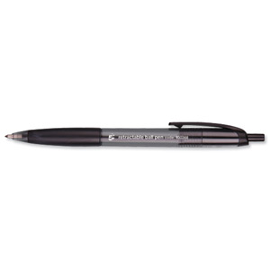5 Star Grip Ball Pen Retractable Medium 1.0mm Tip 0.7mm Line Black Ref KB1340 [Pack 12]
