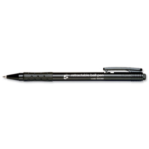 5 Star Ball Pen Retractable Medium 1.0mm Tip 0.7mm Line Black [Pack 20] Ident: 80F