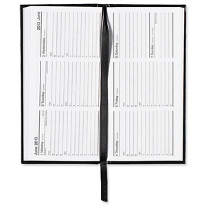 5 Star 2013 Pocket Diary Slim Week to View Landscape 70gsm W160xH80mm Black