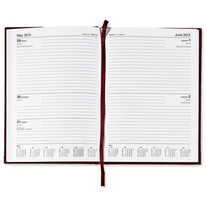 5 Star 2013 Diary 2 Days to Page Combined Saturday and Sunday 70gsm W148xH210mm A5 Red