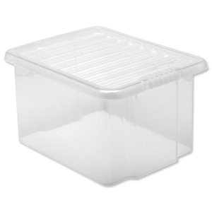 Storage Box Plastic with Lid Stackable 35 Litre Clear Ident: 178I