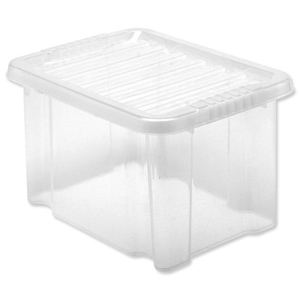 Storage Box Plastic with Lid Stackable 24 Litre Clear Ident: 178I