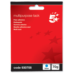 5 Star Multipurpose Tack Adhesive Re-usable Non-toxic 70g Blue [Pack 12]