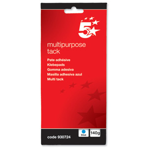 5 Star Multipurpose Tack Adhesive Re-usable Non-toxic 140g Blue [Pack 12] Ident: 353E