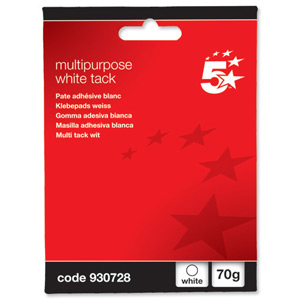 5 Star Multipurpose Tack Adhesive Re-usable Non-toxic 70g White [Pack 12] Ident: 353E