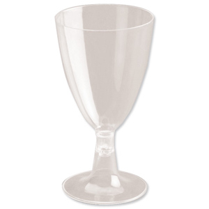 Wine Glass Plastic 2 Piece 199ml Clear Stem [Pack 8] Ident: 629A