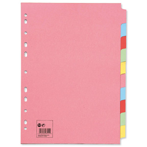5 Star Subject Dividers Multipunched Manilla Board 10-Part A4 Assorted [Pack 10] Ident: 243B