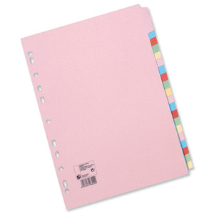 5 Star Subject Dividers Multipunched Manilla Board 20-Part A4 Assorted [Pack 10] Ident: 243B