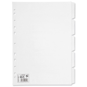 5 Star Subject Dividers Multipunched Manilla Card 5-Part A4 White [Pack 10] Ident: 243B