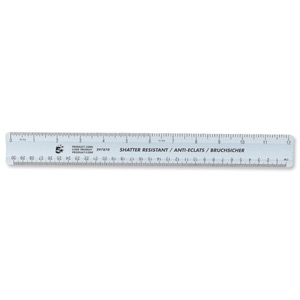 5 Star Ruler Plastic Shatter-resistant 300mm Blue Tint [Pack 10] Ident: 109H