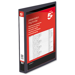 5 Star Presentation Ring Binder PVC 4 D-Ring 25mm Size A4 Black [Pack 10] Ident: 222C