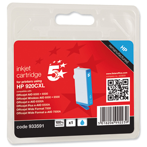 5 Star Compatible Inkjet Cartridge Page Life 700pp Cyan [HP No. 920XL CD972AE Alternative]