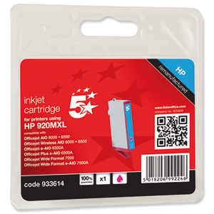 5 Star Compatible Inkjet Cartridge Page Life 700pp Magenta [HP No. 920XL CD973AE Alternative] Ident: 813B