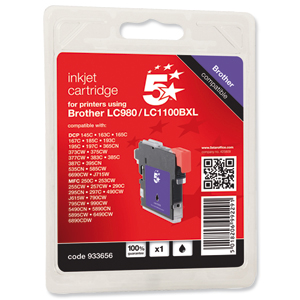 5 Star Compatible Inkjet Cartridge Page Life 900pp Black [Brother LC1100HYBK Alternative] Ident: 792B