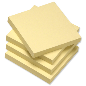 5 Star Re-Move Recycled Notes Repositionable Pad of 100 Sheets 76x76mm Yellow [Pack 12]