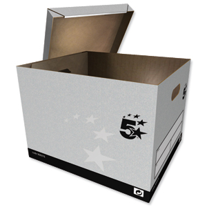 5 Star Storage Box Self-Assembly W380xD430xH287mm Grey [Pack 10] Ident: 170B