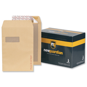 New Guardian Envelopes Heavyweight Board-backed Window Peel and Seal Manilla C4 [Pack 125] Ident: 125B