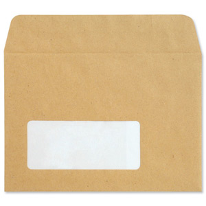 New Guardian Envelopes Lightweight Wallet Press Seal Window 80gsm Manilla C6 [Pack 1000] Ident: 122B