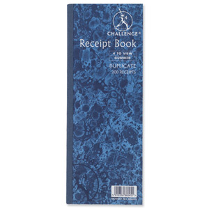 Challenge Receipt Book Gummed Sheets with Carbon 4 to View 200 Receipts 241x92mm Ref 100080450 [Pack 10] Ident: 52E