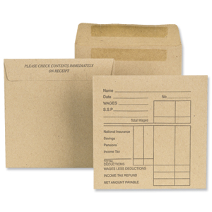 New Guardian Wage Envelopes Press Seal Medium Printed Pocket Manilla 108x102mm [Pack 1000] Ident: 123D